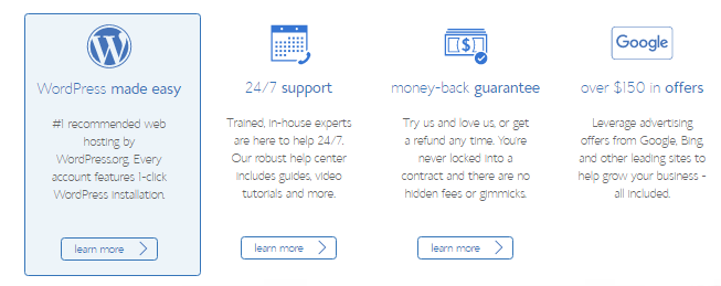 Bluehost - Important features